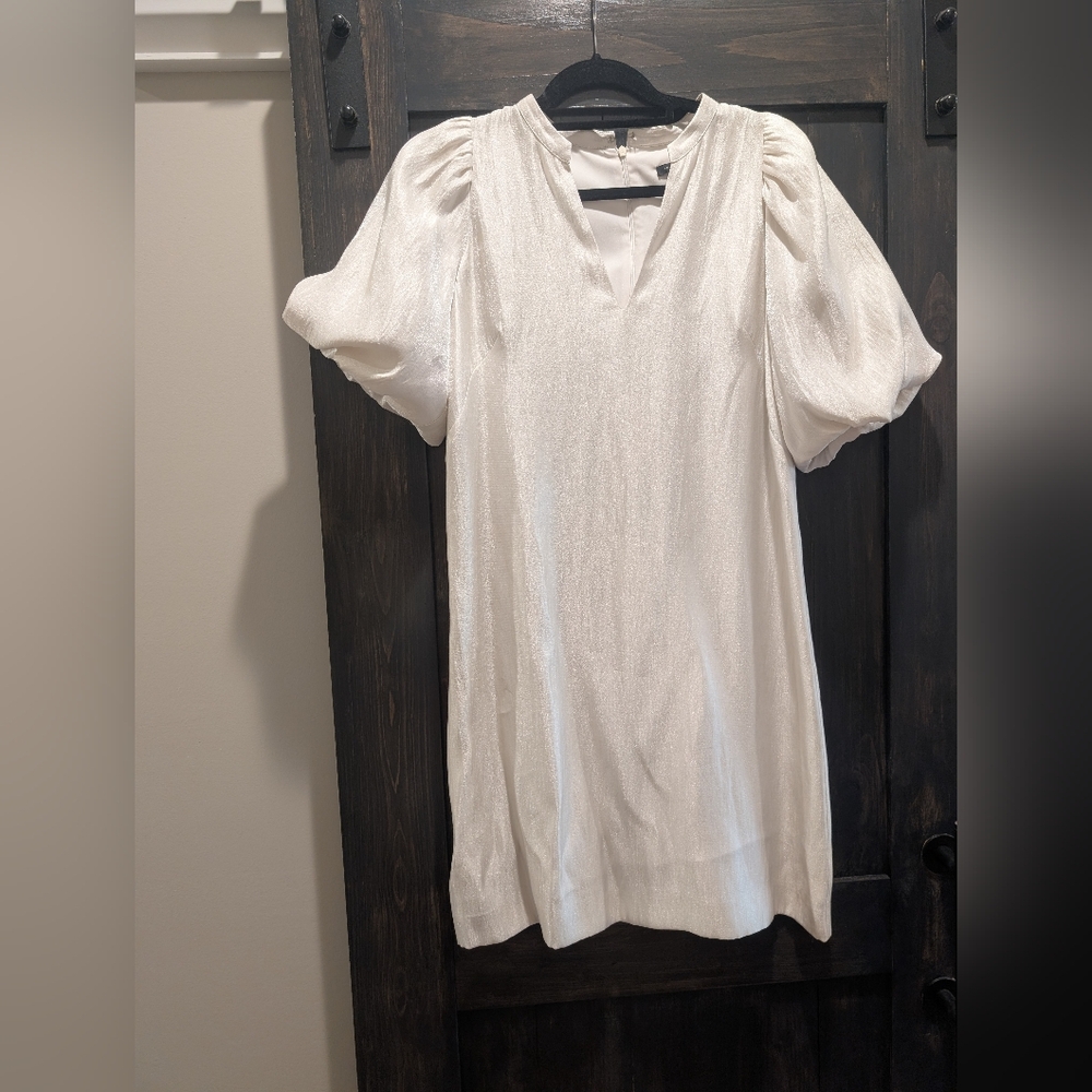 Ann Taylor Elegant White Puff Sleeve Blouse